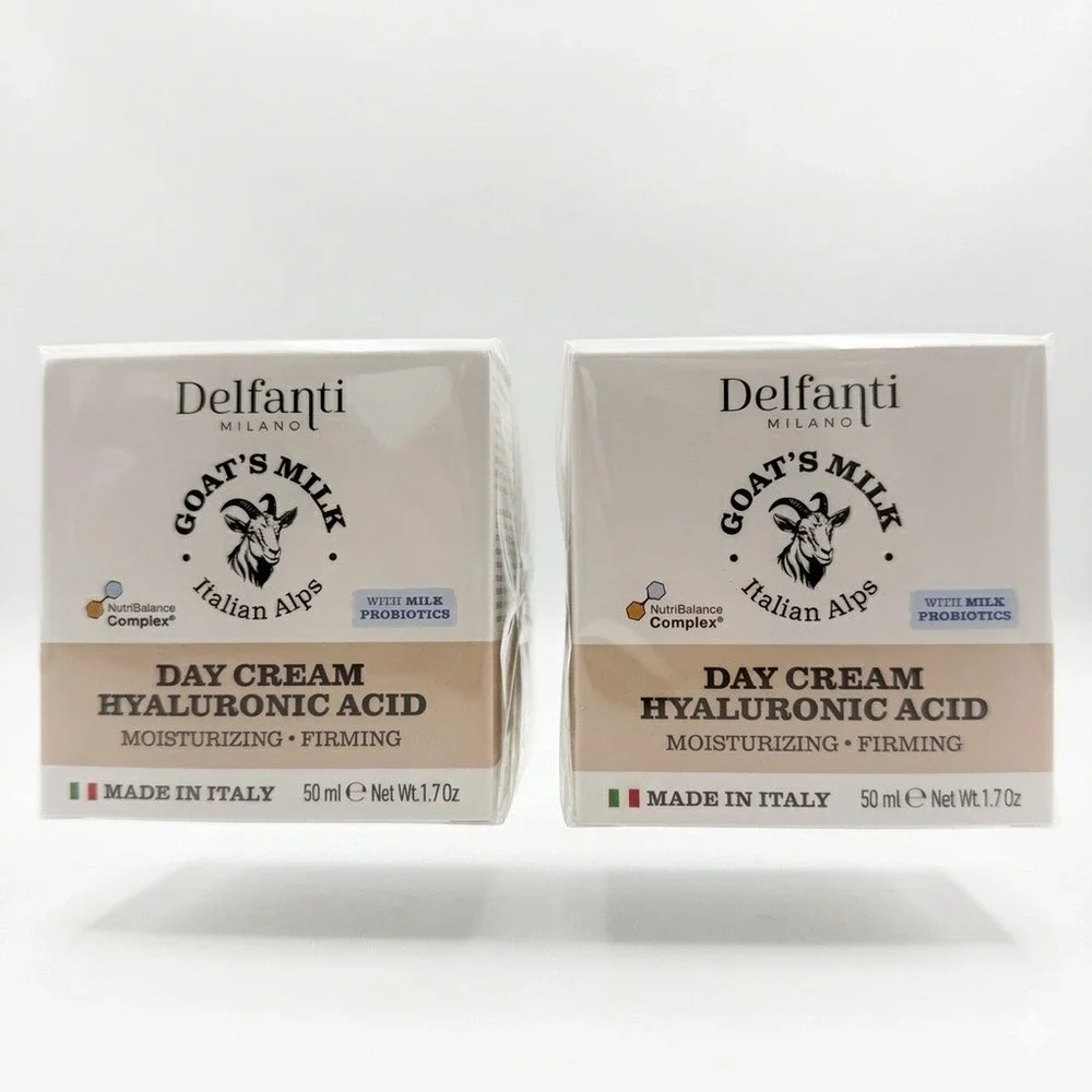 Delfanti Milano Day Cream Hyaluronic Acid 50 ml 1.7oz Goat's Milk Lot Of (2) NEW